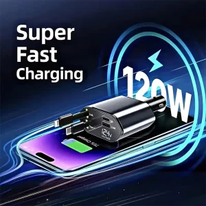 Firsting 4-in-1 Retractable Fast Car Charger